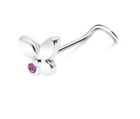 Silver Butterfly Curved Nose Stud NSKZ-1731